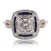 Image 1 : 1.22 ctw Diamond and 0.36 ctw Blue Sapphire 18K White Gold Ring