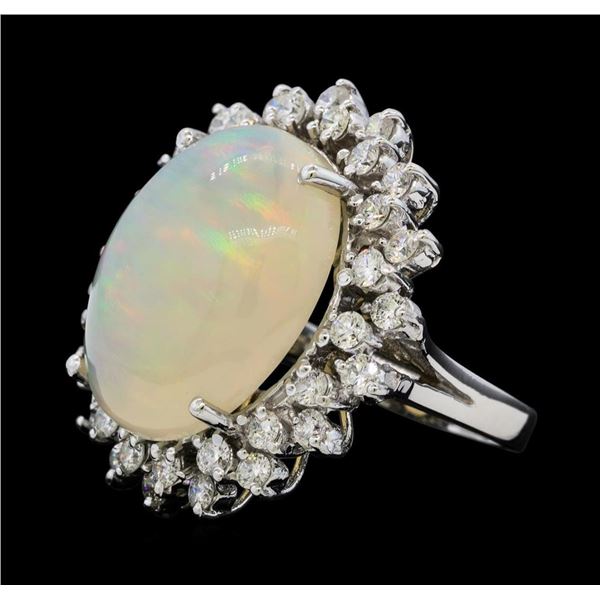12.57 ctw Opal and Diamond Ring - 14KT White Gold