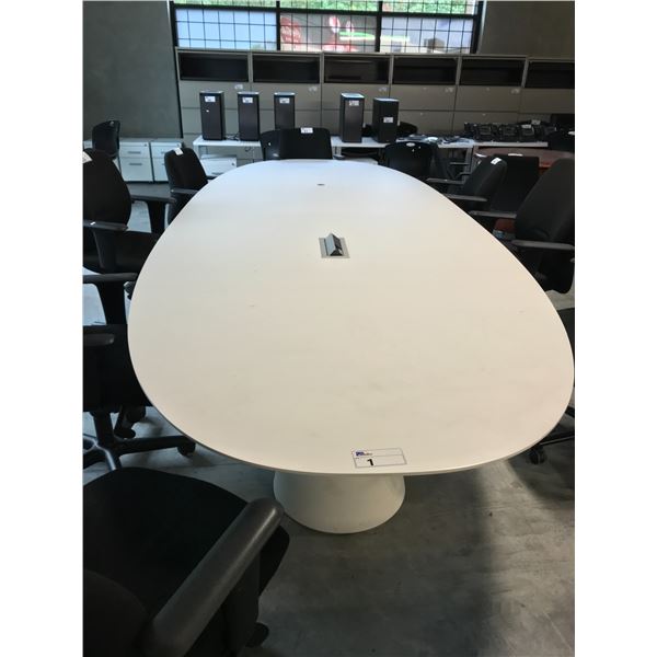 WHITE EURO MODERN DESIGN 13 X 5' OVAL BOARDROOM TABLE WITH DATA AND POWER PORTS