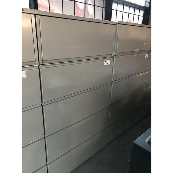 GREY HERMAN MILLER 5 DRAWER LATERAL FILE CABINET