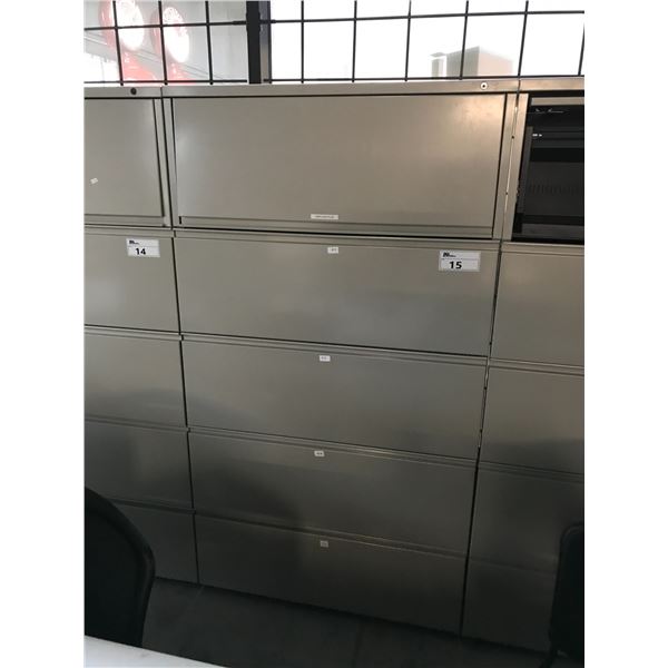 GREY HERMAN MILLER 5 DRAWER LATERAL FILE CABINET