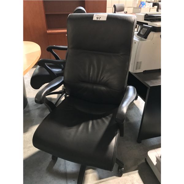 KEILHAUER DANFORTH BLACK LEATHER HIGH BACK EXECUTIVE CHAIR