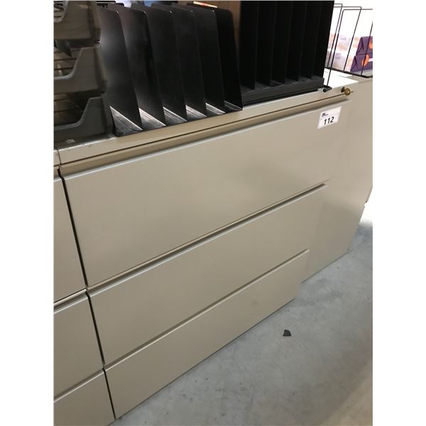 HERMAN MILLER GREY 3 DRAWER LATERAL FILE CABINET