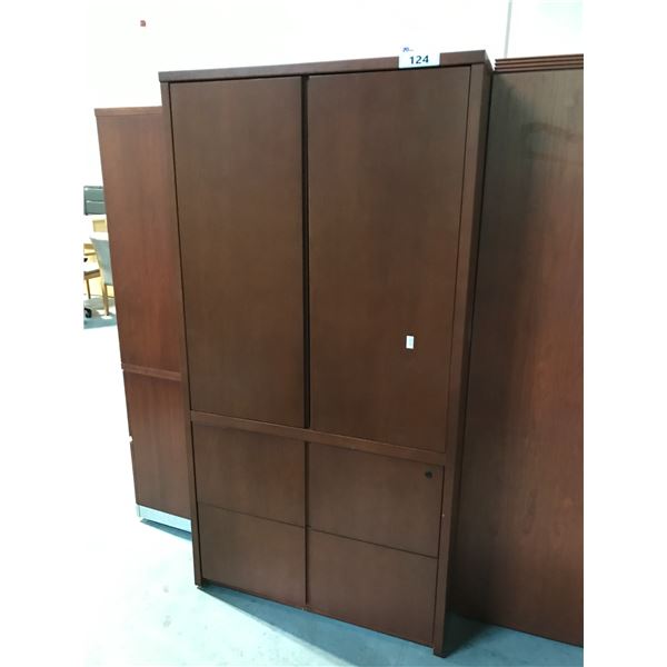 SMED CHERRY 6' 2 DRAWER LATERAL FILE/DOUBLE DOOR COMBO