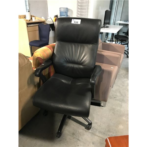 KEILHAUER DANFORTH BLACK LEATHER HIGH BACK EXECUTIVE CHAIR