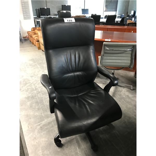 KEILHAUER DANFORTH BLACK LEATHER HIGH BACK EXECUTIVE CHAIR