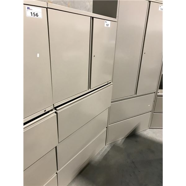 HERMAN MILLER GREY 3 DRAWER LATERAL FILE/DOUBLE DOOR COMBO