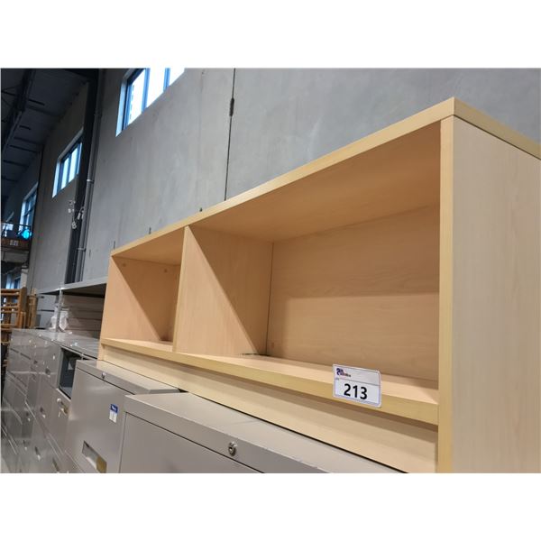 LOT OF 6 MAPLE 6' WALL MOUNTED STORAGE SHELVES