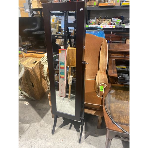 Standing mirror jewelry box