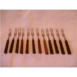 Cocktail Forks Stainless Japan Walnut Handles #2183112