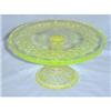 Image 1 : Cake Plate in Queens Pattern in Vaseline Glass #2183194