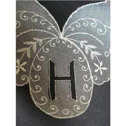 FINE NET LACE*HANKY*MONOGRAM*H* #2183345