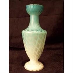 Quilted Diamond Overlay Aqua Opalescent Vase #2183399