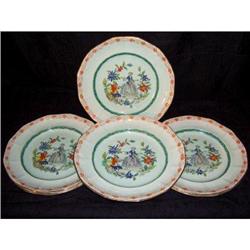 6 Adams Calyx Ware "The Piper" HP Dinner Plates#2183400