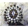 Image 1 : Root Beer, Clear Rhinestone Pinwheel Brooch #2183429