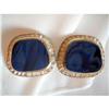 Image 1 : NINA RICCI Blue Agate Rhinestone Earrings #2183561