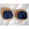 Image 1 : NINA RICCI Blue Agate Rhinestone Earrings #2183561