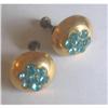 Image 1 : Art Deco Blue Rhinestone Earrings - Screw Back #2183615