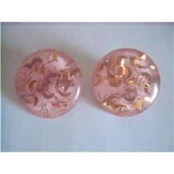 Large Pink & Gold Confetti Lucite Earrings #2183616