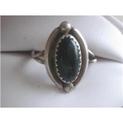 Art Deco Sterling Silver & Onyx Marquis Ring #2183617