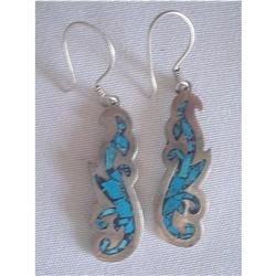 Silver 925 & Turquoise Inlay Dangle Chandelier #2183626