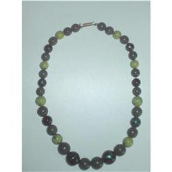 Deco  Green Bakelite/Lucite Beaded Necklace #2183657