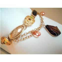 Gilted Lucite & Crystal Dangling Charm Bracelet#2183665