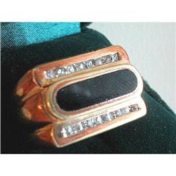 Onyx  Copper & Rhinestone Men's Ring - Size 8 #2183668