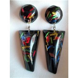 Earrings Embedded Confetti Lucite Chandelier #2183671