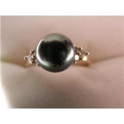 REDUCED Black Tahitian Cultured Pearl Ring 14kt#2183736