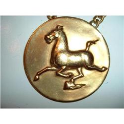 Large Goldtone Horse Pendant  on Chain-  Museum#2183771