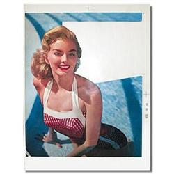 CALENDAR GIRL SIGN * OLD VINTAGE 1958 BATHING #2184593