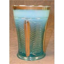 NORTHwood DRAPERY Tumbler BLUE Gold TRIM - RARE#2184890