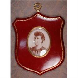 Italian LEATHER Frame SHield SHAPE - VINTAGE - #2184891