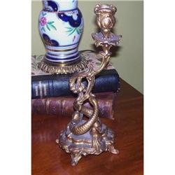 Rococo Gilt Metal Dolphin Form Candlestick #2184912