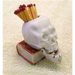 VINTAGE PORCELAIN SKULL NODDER MATCH HOLDER #2185222