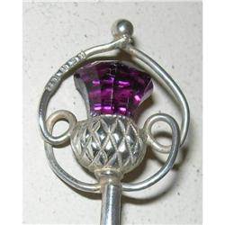 Edwardian Amethyst Thistle and Sterling Hatpin #2185727