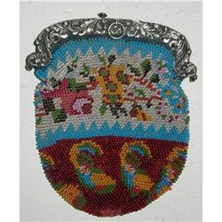 English Victorian Beaded Purse - Silver 1871 #2185739