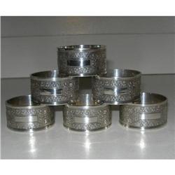 Set Six English Silver Plated Napkin Rings  #2185740
