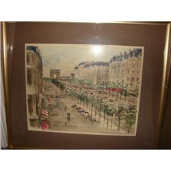 Guy La Nayrac watercolor Les Champs Elysees  #2185778