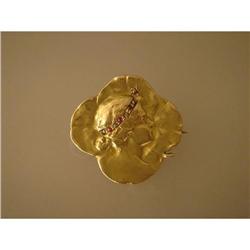 Brooch  Vintage  18ct   Ruby  Diamond  French  #2198394