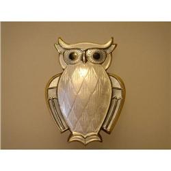 Brooch  Owl  Sterling  White and Grey Enamel #2198400
