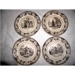 French Military Plates Transferware Signed 19th#2198435