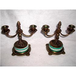 French Candleholders Porcelain Brass C.1875 #2198446