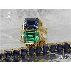 RHJ Ring Synthetic Sapphire & Simulated Emerald#2198479