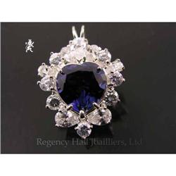 RHJ Heart Synthetic Sapphire & CZ Pendant #2198480