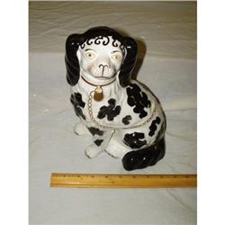 A Staffordshire hearth spaniel 1860's bl /wh #2198566