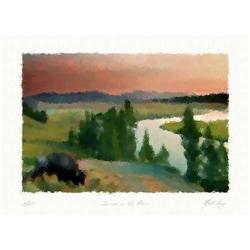 "Sunrise on river" Author's lithograph Livitin #2198587