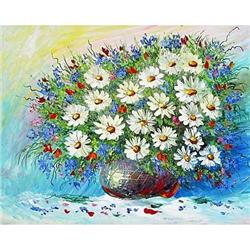 Impressionism oil "Bouquet of ox-eye daisy" #2198603