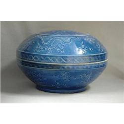 Large  chinese  blue  glazed  porcelain  box   #2198669